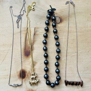Verameat Teeth, Animal, Hands Necklaces and Bead Choker Bundle of 4
